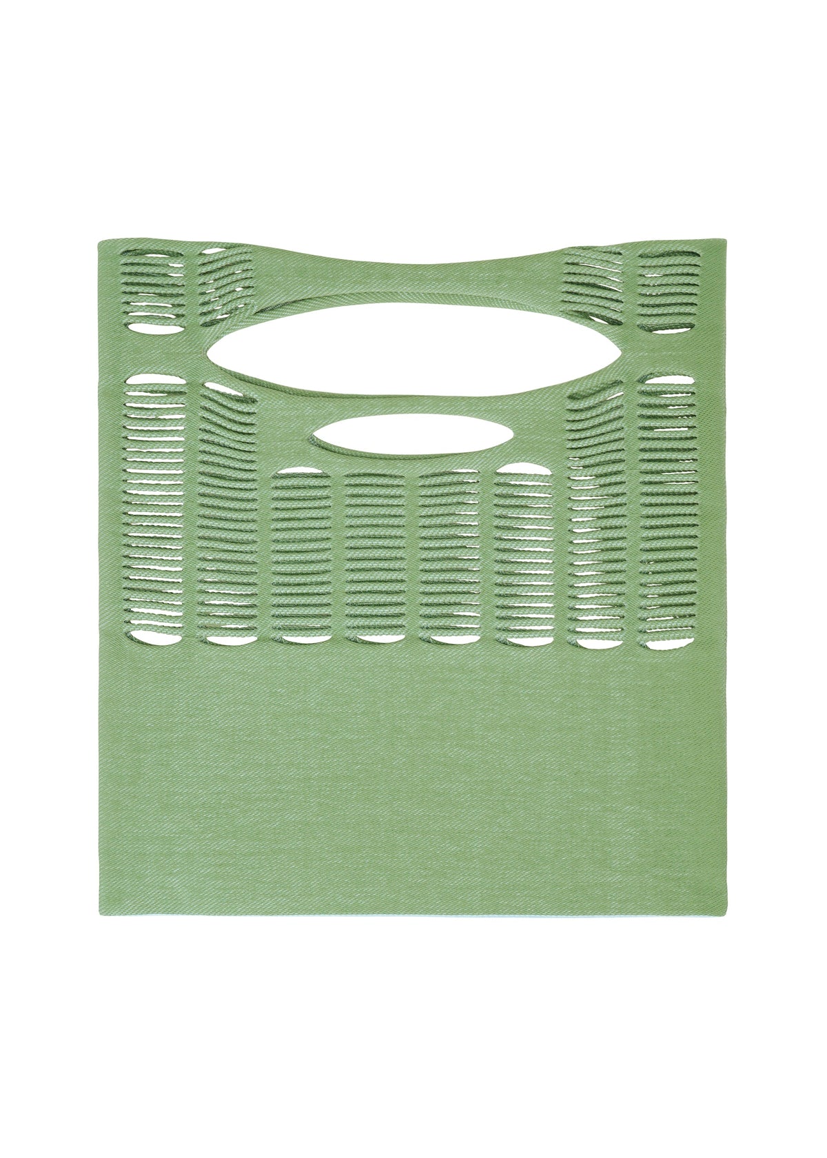 A detail shot of the GOOD GOODS ISSEY MIYAKE MOKKO TWILL bag.