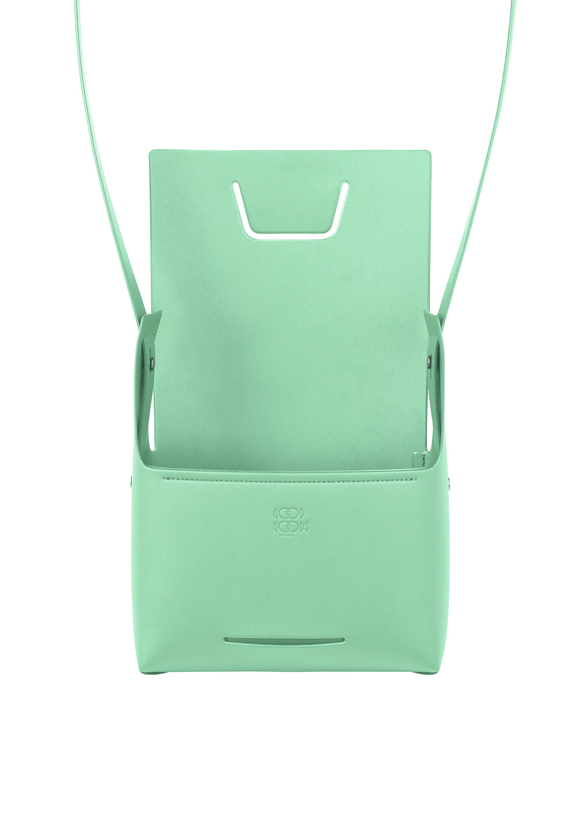 A detail shot of the GOOD GOODS ISSEY MIYAKE BOX bag.