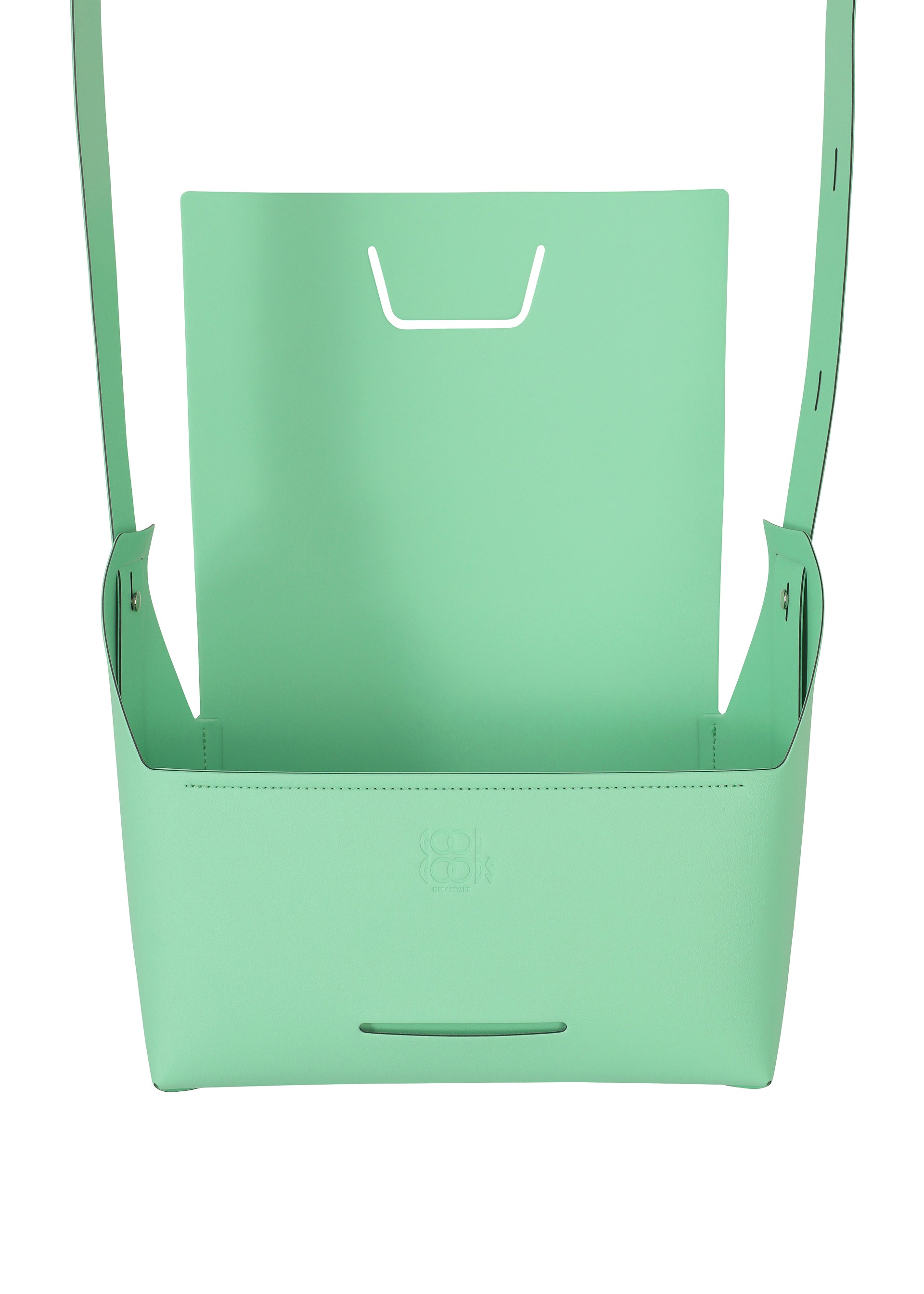 A detail shot of the GOOD GOODS ISSEY MIYAKE BOX bag.