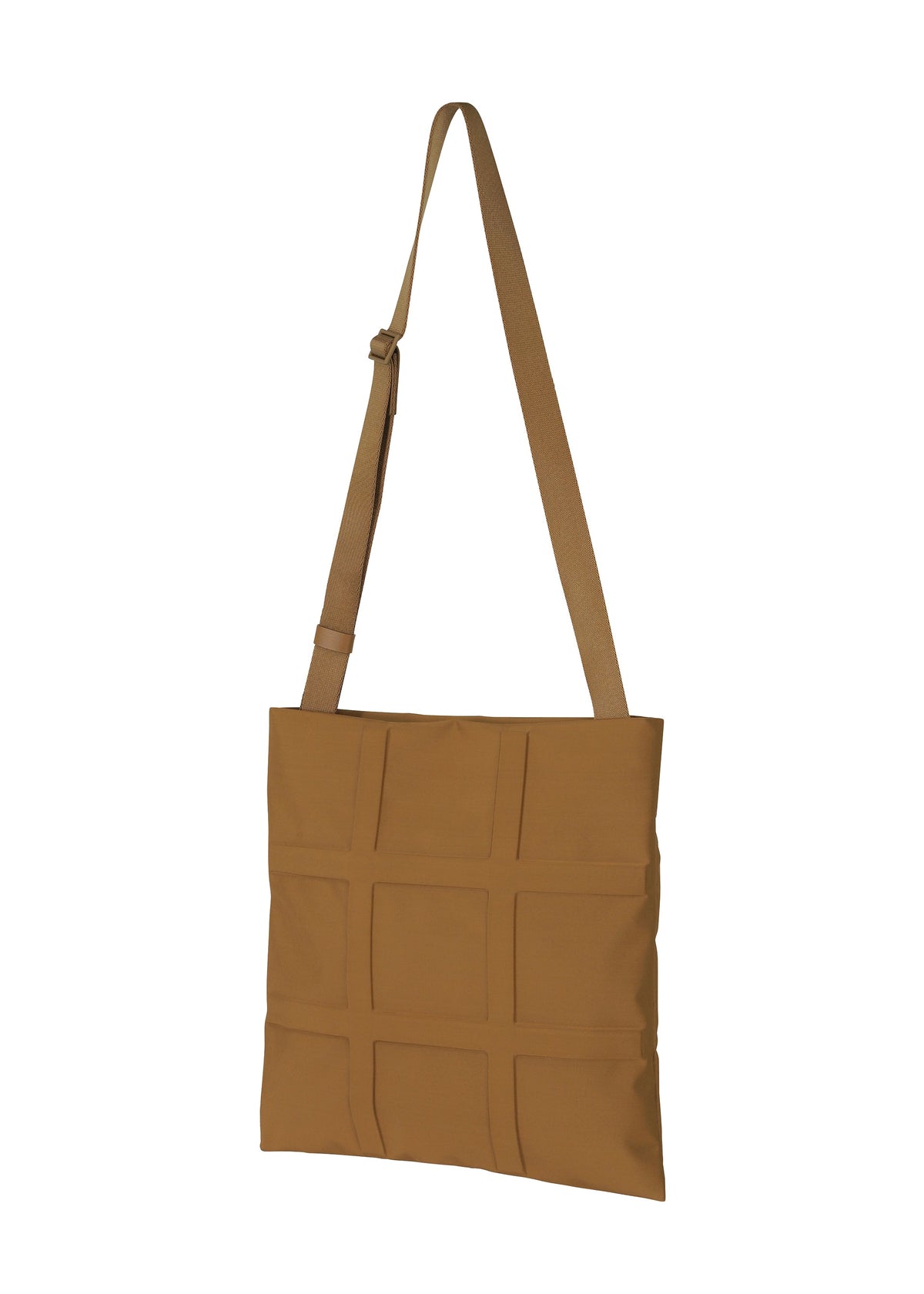 A detail shot of the GOOD GOODS ISSEY MIYAKE GRID bag.