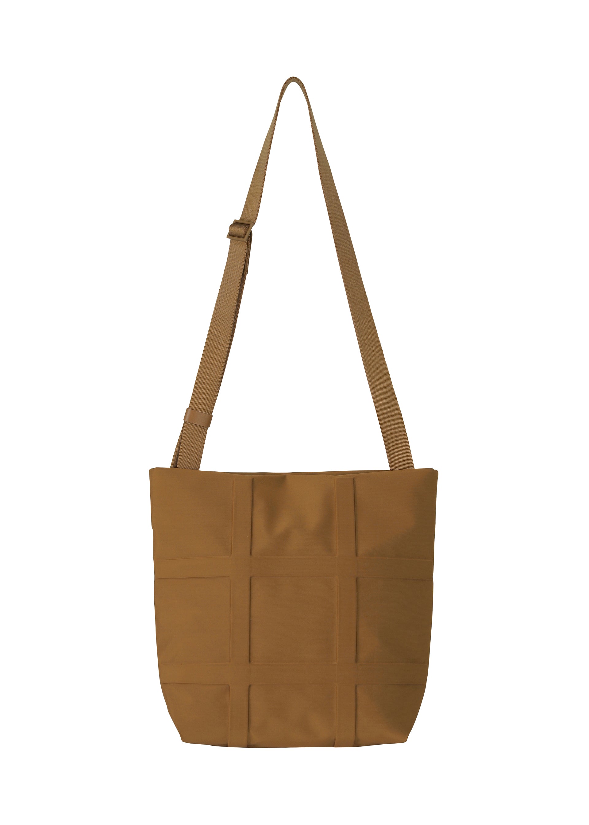 A detail shot of the GOOD GOODS ISSEY MIYAKE GRID bag.