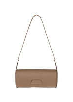 A product shot of the GOOD GOODS ISSEY MIYAKE BOX handbag in dark brown.