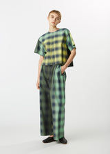 GRADATION CHECK Trousers Yellow x Green