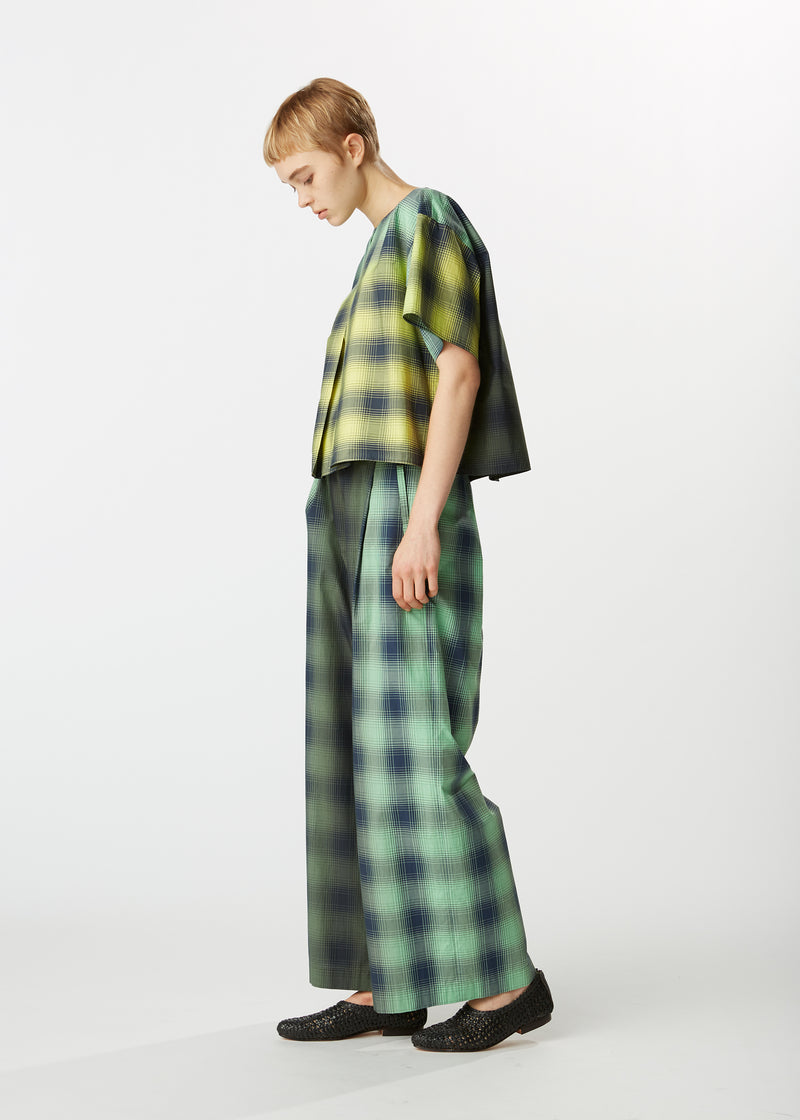 GRADATION CHECK Trousers Yellow x Green