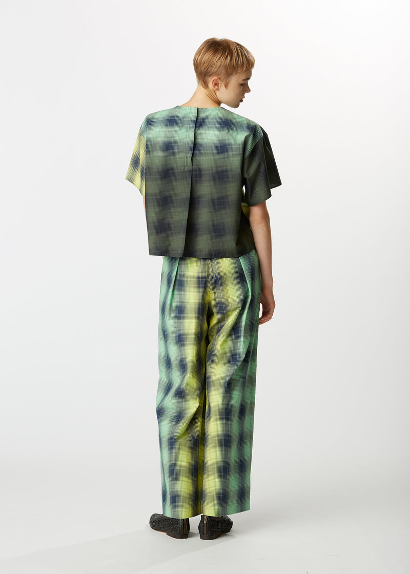 GRADATION CHECK Trousers Yellow x Green