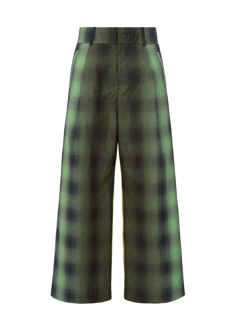 GRADATION CHECK Trousers Yellow x Green