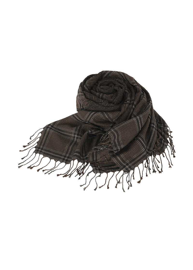 A product shot of the HAAT CRAPE TARTAN STOLE stole in brown (44).