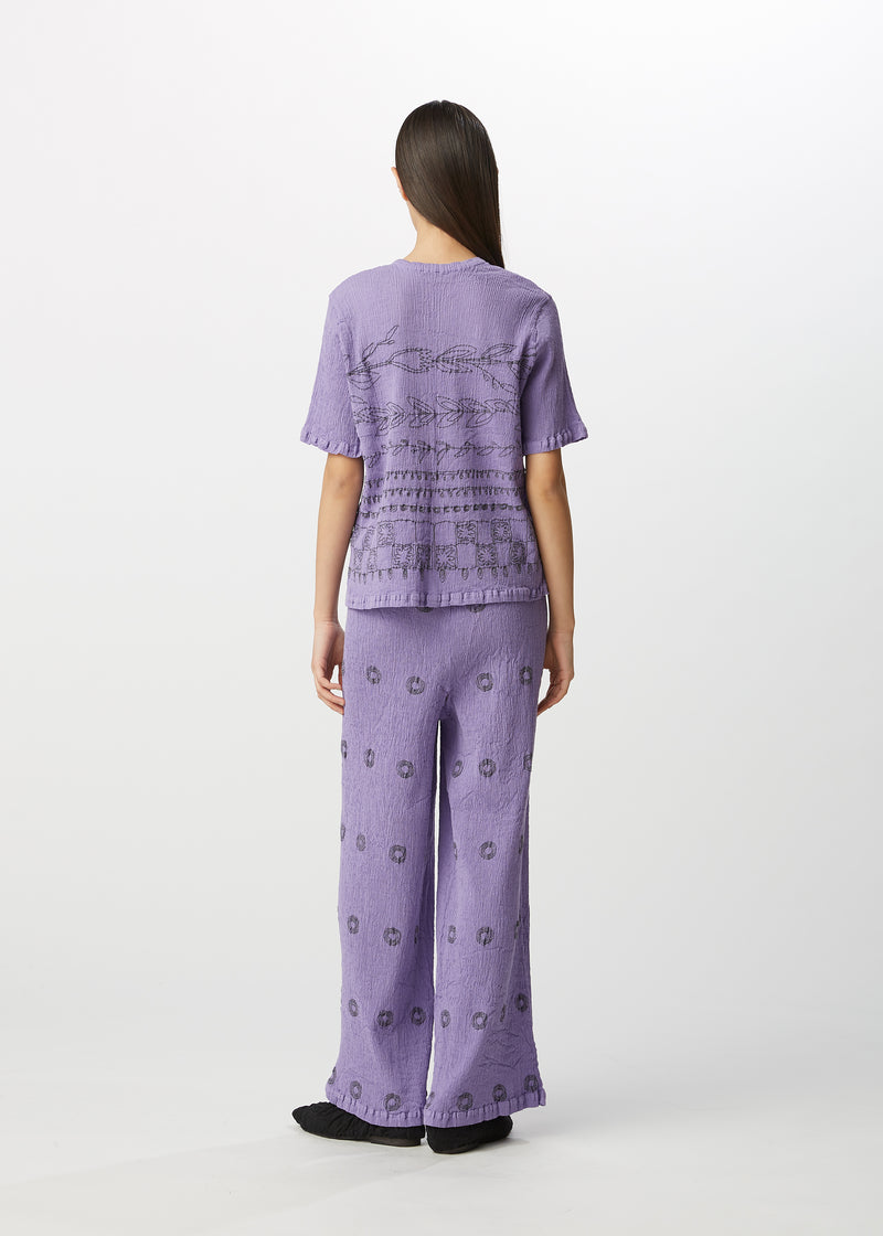 KYO CHIJIMI EMBROIDERY Trousers Purple