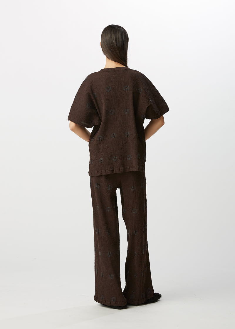 KYO CHIJIMI EMBROIDERY Trousers Dark Brown