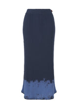 A product shot of the HAAT  KYO CHIJIMI BRUSH PRINT skirt in blue (72)