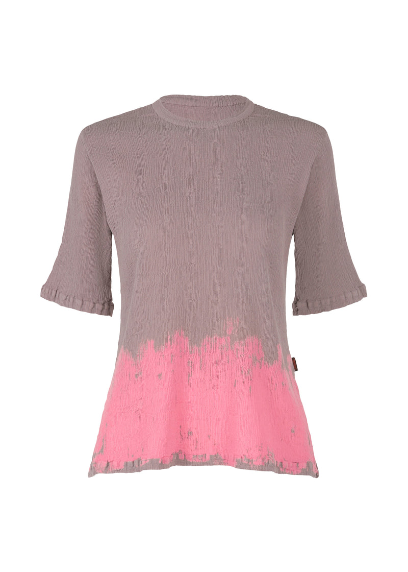 A product shot of the HAAT  KYO CHIJIMI BRUSH PRINT top in pink (22)