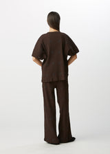 KYO CHIJIMI EMBROIDERY Top Dark Brown