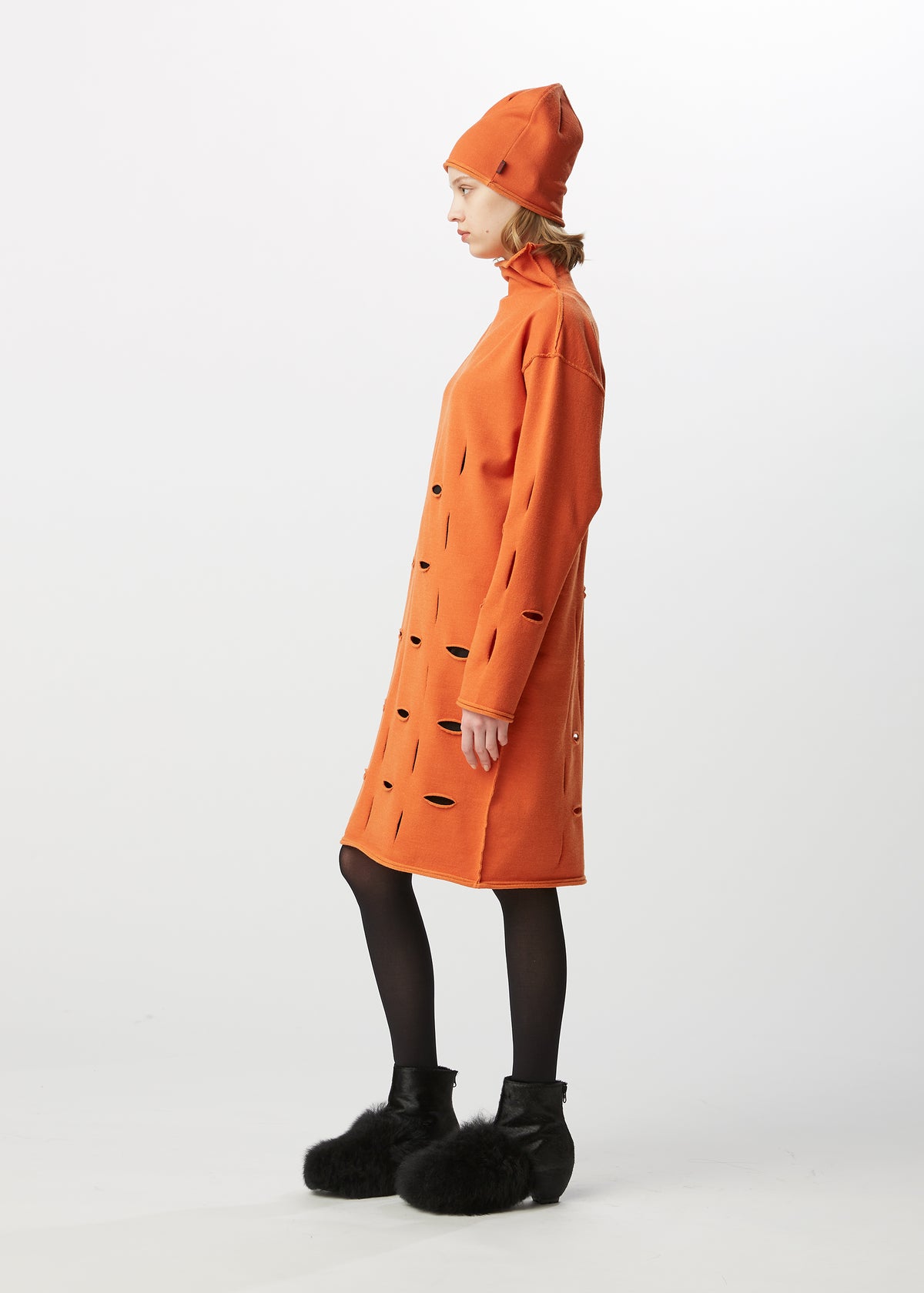 SLIT SQUARE Dress Orange