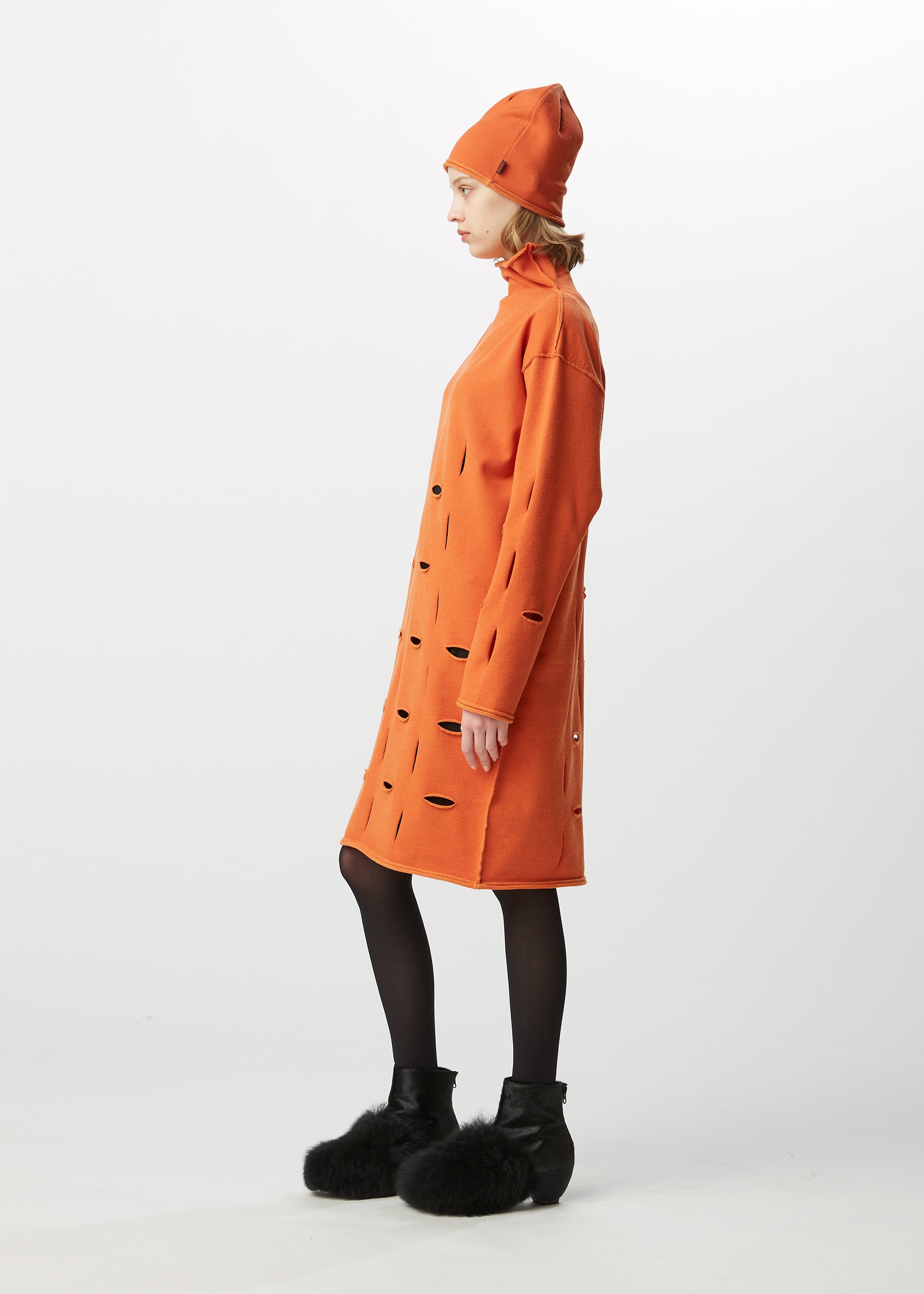 SLIT SQUARE Dress Orange