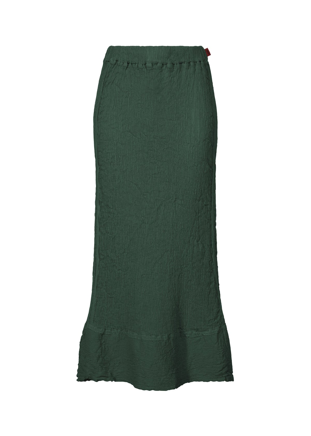 A product shot of the HAAT KYO CHIJIMI JANUARY skirt in dark green (64).