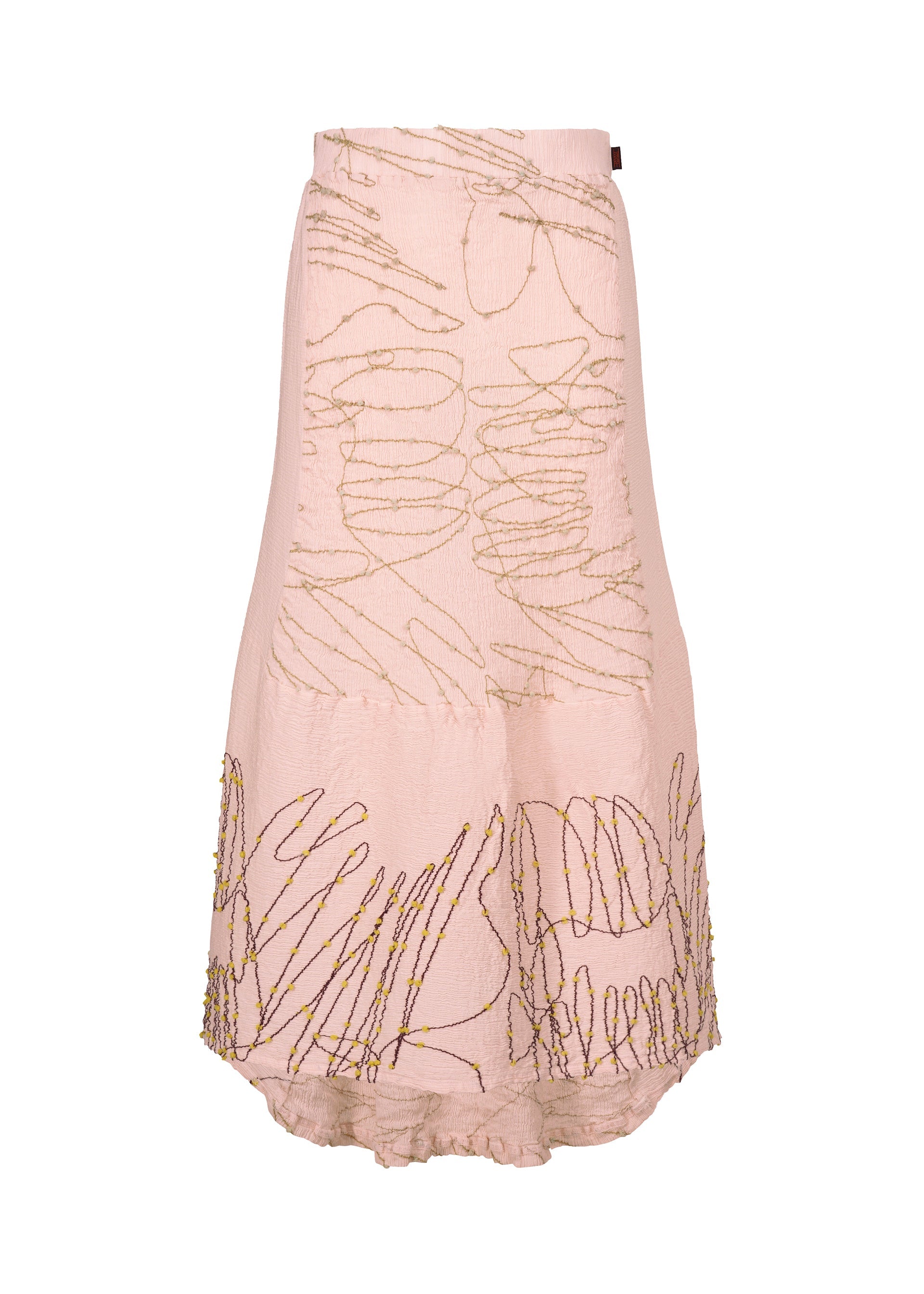 A product shot of the HAAT KYO CHIJIMI HOTARU skirt in pale pink (21).