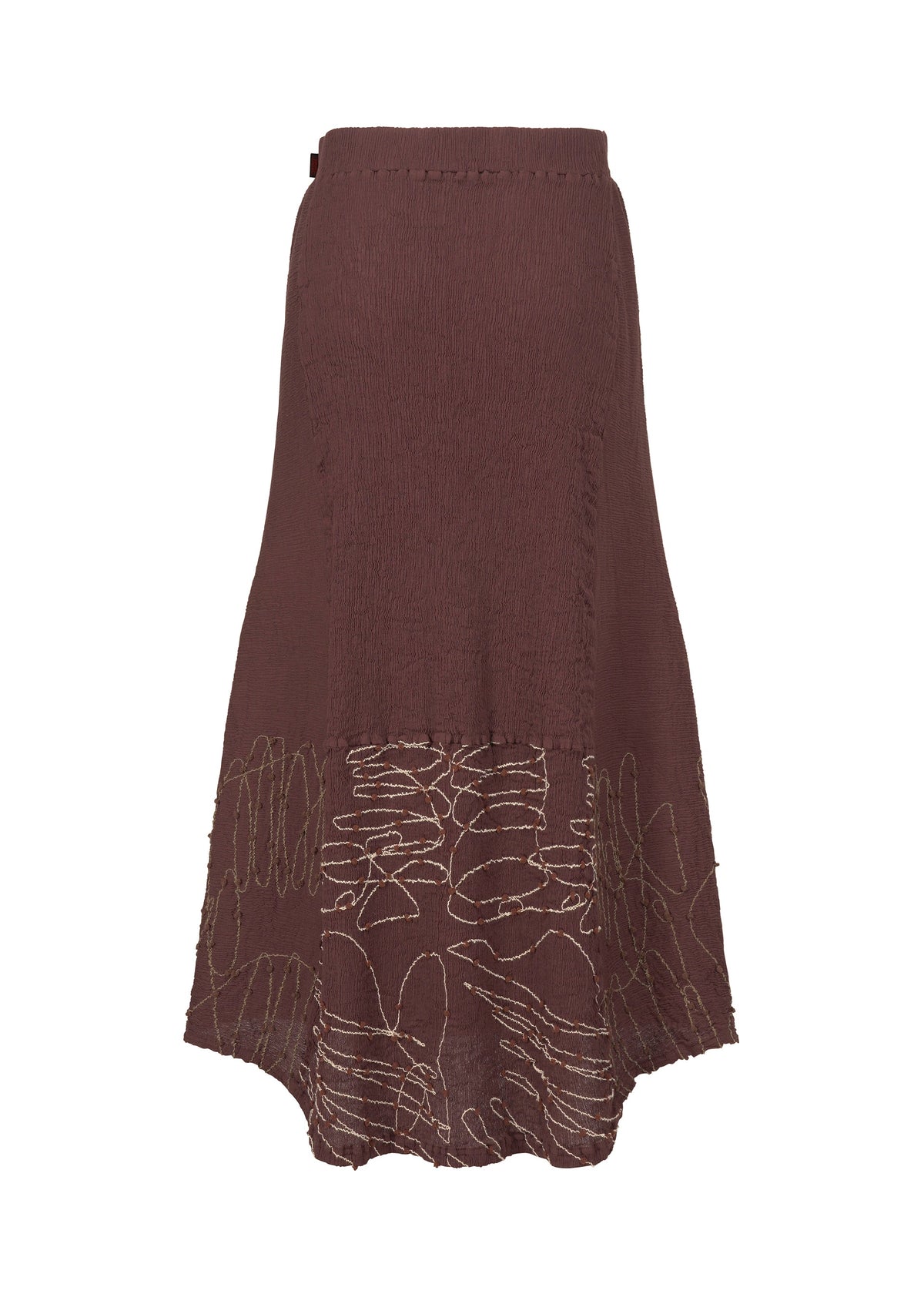 A detail shot of the HAAT KYO CHIJIMI HOTARU skirt.