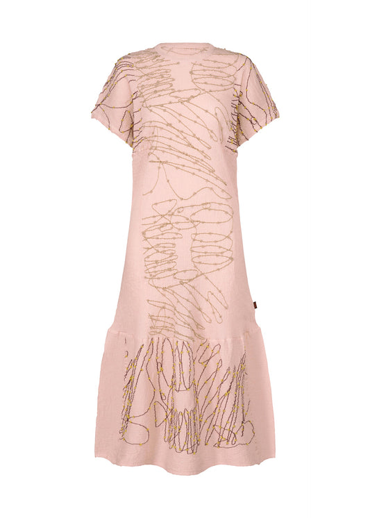 A product shot of the HAAT KYO CHIJIMI HOTARU dress in pale pink (21).