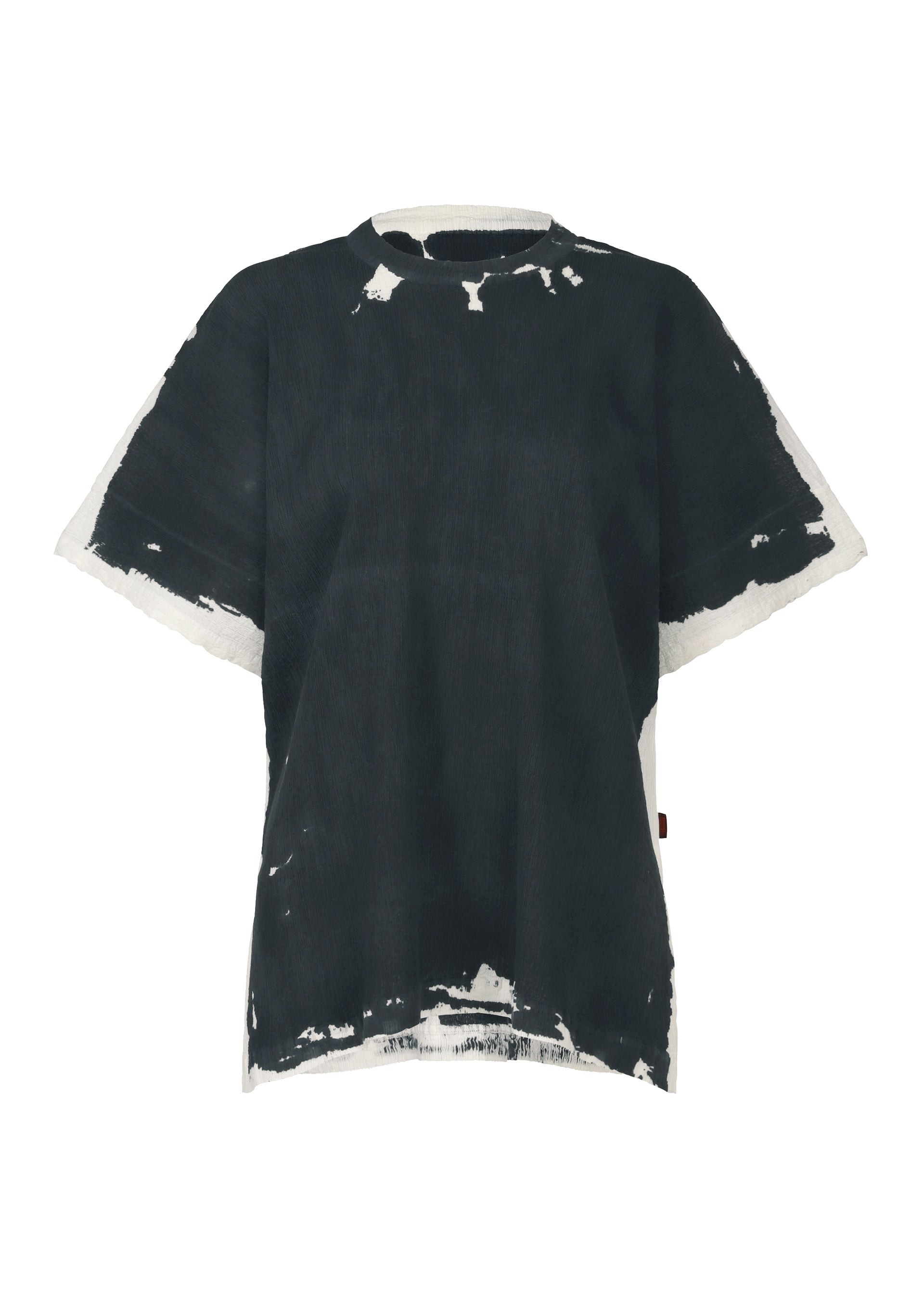 A product shot of the HAAT KYO CHIJIMI OVER PRINT shirt in charcoal (14).