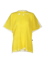 A product shot of the HAAT KYO CHIJIMI OVER PRINT shirt in yellow (52).