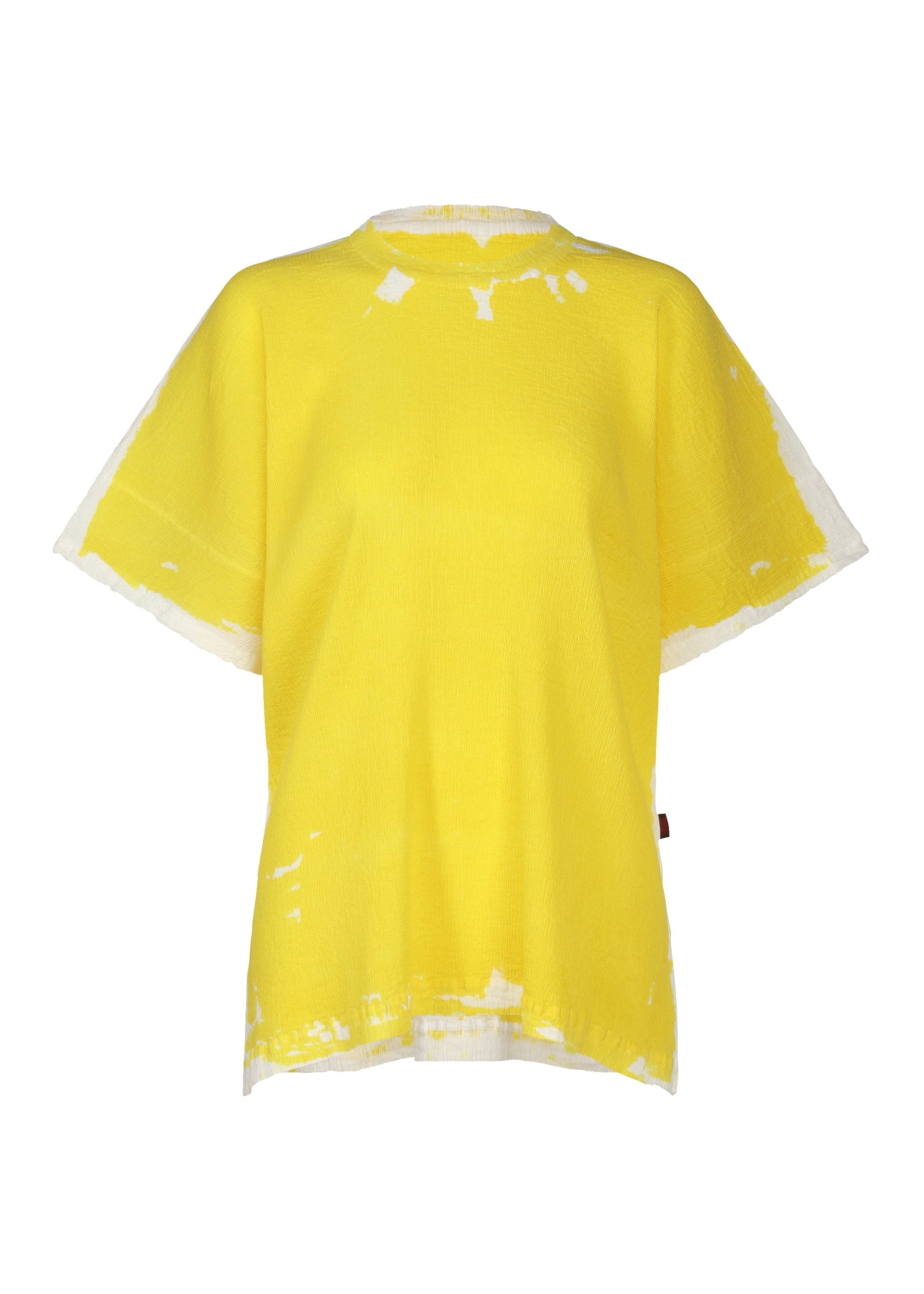 A product shot of the HAAT KYO CHIJIMI OVER PRINT shirt in yellow (52).