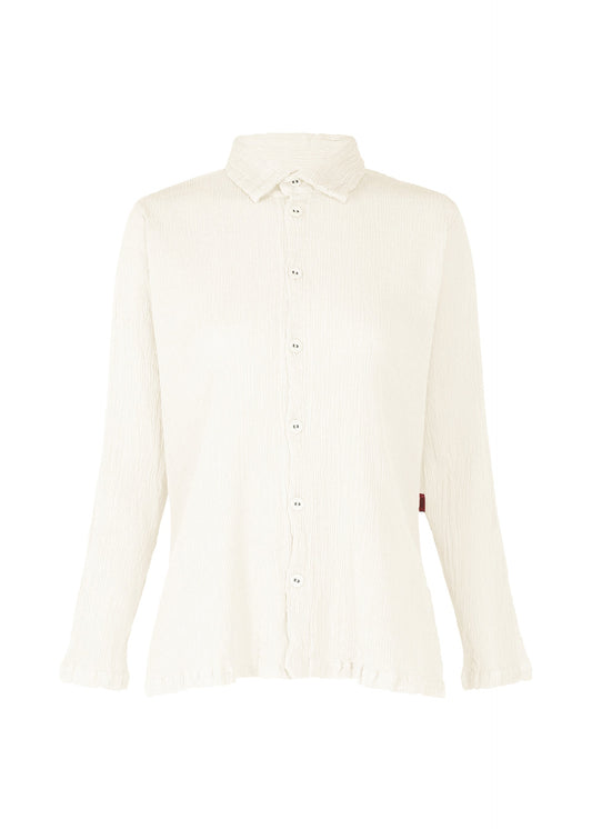 A product shot of the HAAT KYO CHIJIMI MAY shirt in white (01).