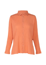 A product shot of the HAAT KYO CHIJIMI MAY shirt in coral (23).