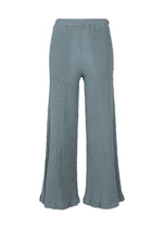 A product shot of the HAAT KYO CHIJIMI SEPTEMBER trousers in blue grey (13).
