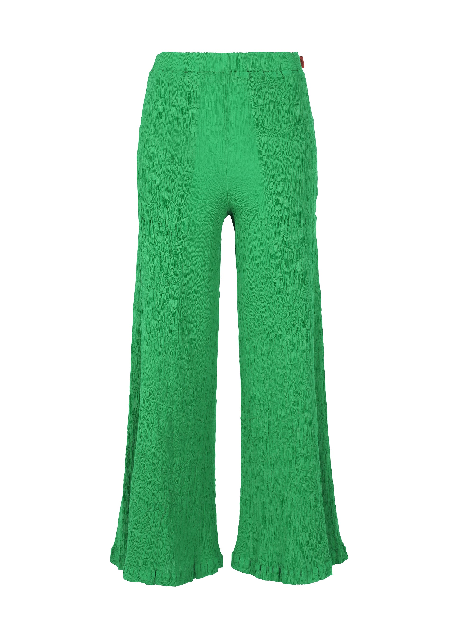 A product shot of the HAAT KYO CHIJIMI SEPTEMBER trousers in green (62).