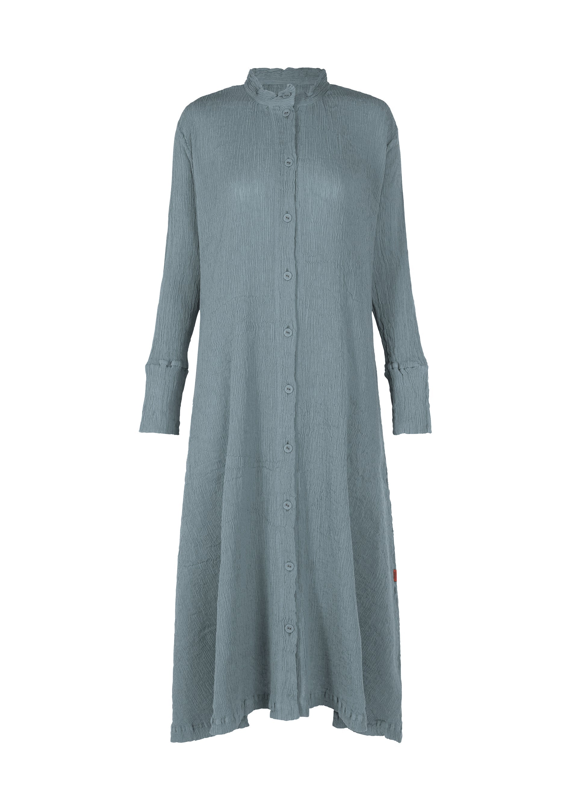 A product shot of the HAAT KYO CHIJIMI SEPTEMBER dress in blue grey (13).