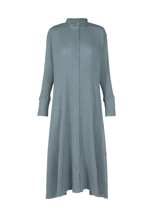 A product shot of the HAAT KYO CHIJIMI SEPTEMBER dress in blue grey (13).