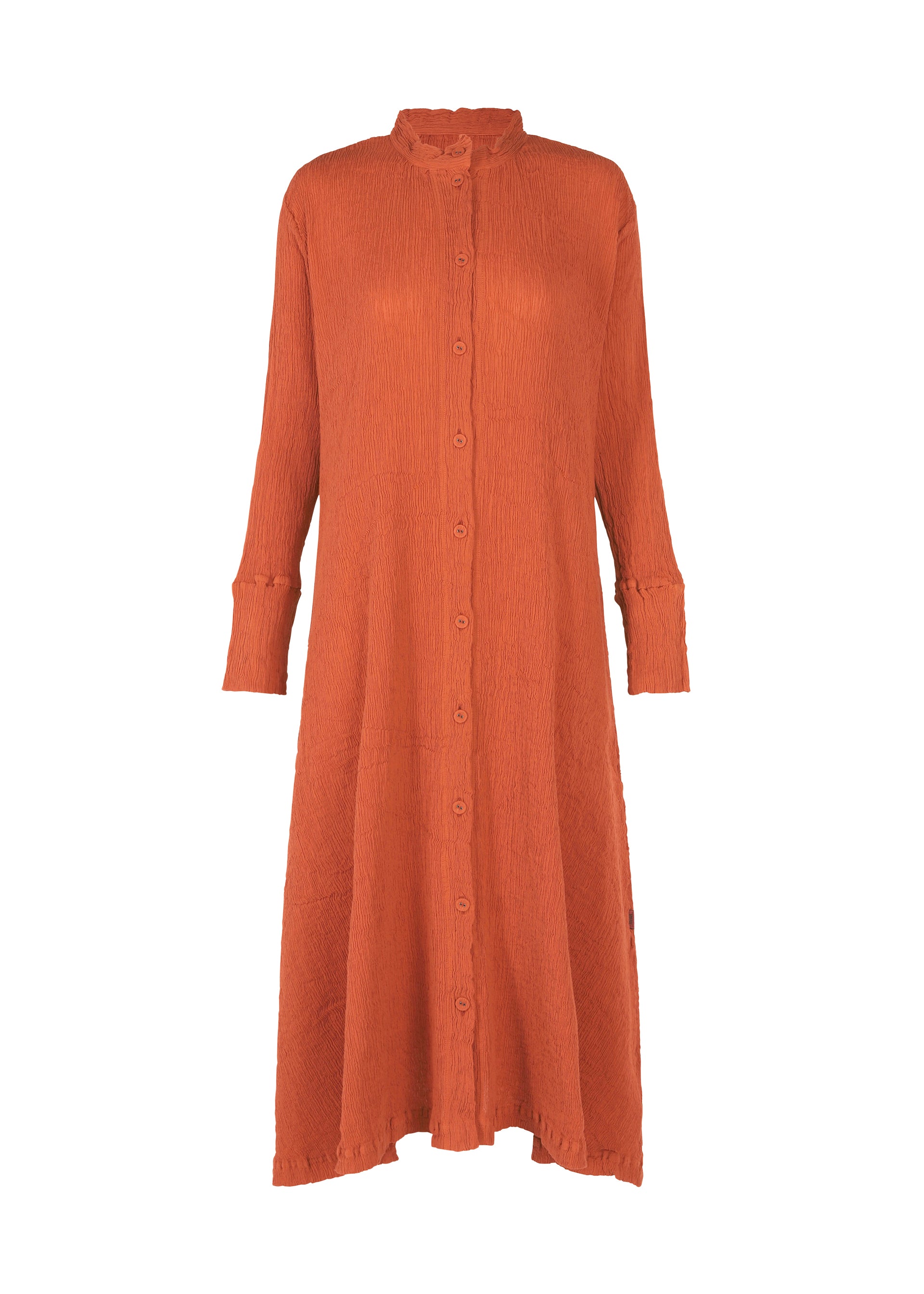 A product shot of the HAAT KYO CHIJIMI SEPTEMBER dress in reddish brown (43).