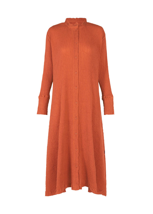 A product shot of the HAAT KYO CHIJIMI SEPTEMBER dress in reddish brown (43).