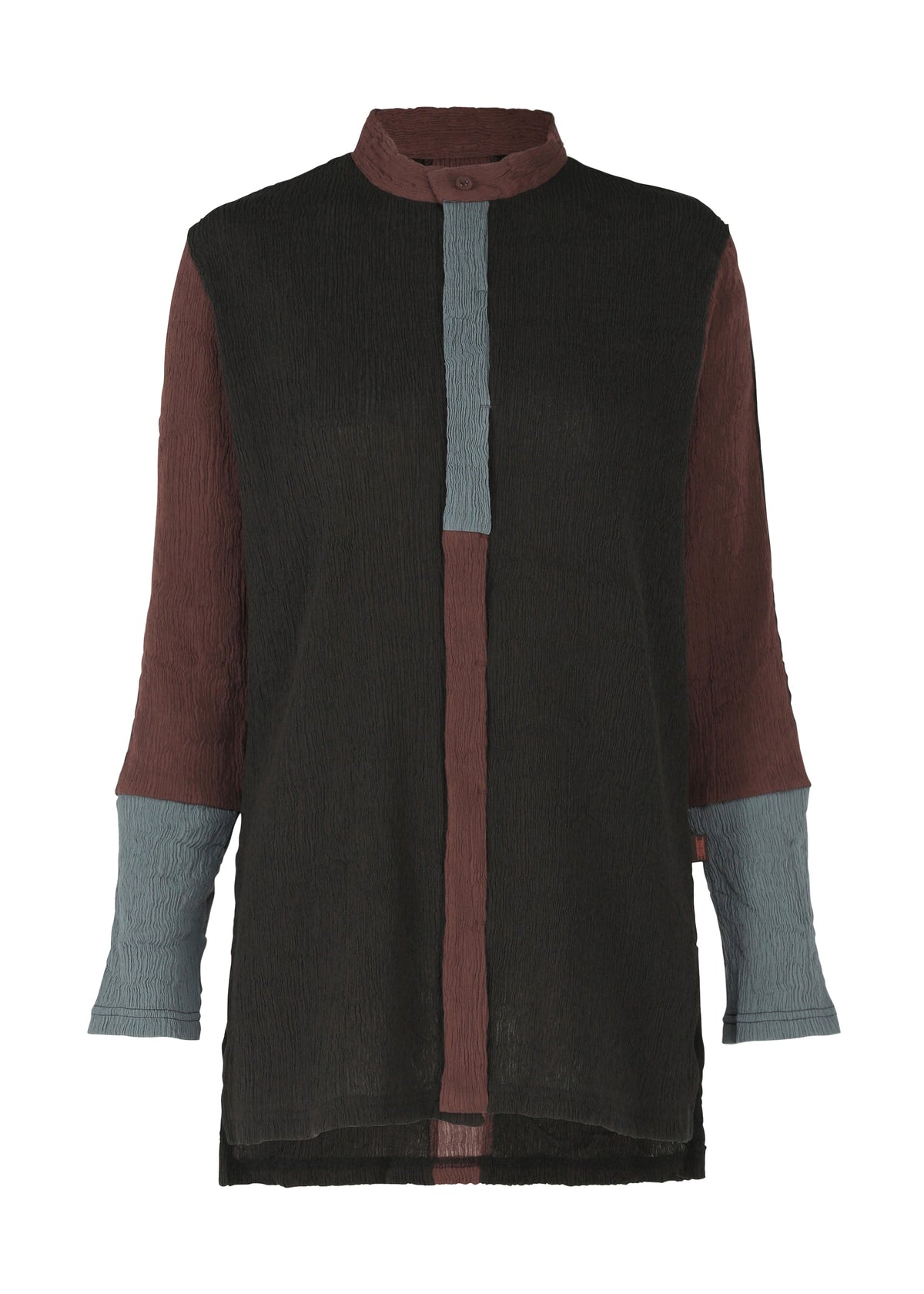 A product shot of the HAAT KYO CHIJIMI COMBINATION shirt in bordeaux (84).