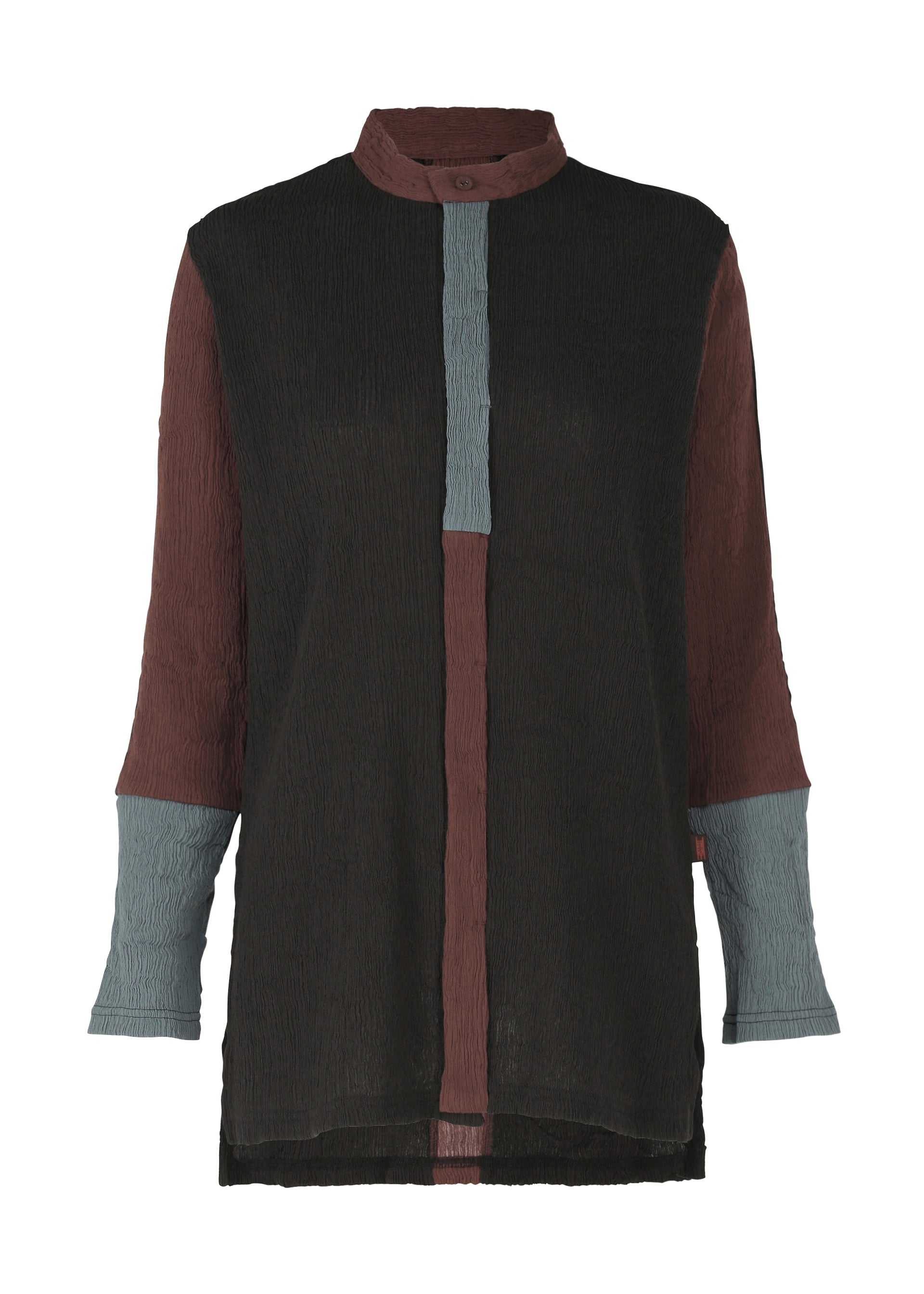 A product shot of the HAAT KYO CHIJIMI COMBINATION shirt in bordeaux (84).