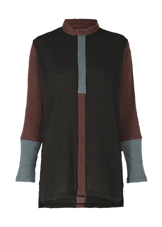 A product shot of the HAAT KYO CHIJIMI COMBINATION shirt in bordeaux (84).