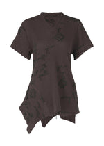 A product shot of the HAAT KYO CHIJIMI CUT LOOP shirt in dark brown (45).
