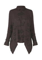 A product shot of the HAAT KYO CHIJIMI CUT LOOP shirt in dark brown (45).