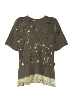 A product shot of the HAAT KYO CHIJIMI FRIKAKE shirt in khaki.
