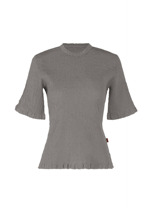 A product shot of the HAAT KYO CHIJIMI AUGUST shirt in grey (12).