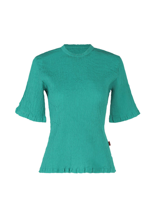 A product shot of the HAAT KYO CHIJIMI AUGUST shirt in green (62).
