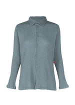 A product shot of the HAAT KYO CHIJIMI SEPTEMBER shirt in blue grey (13).