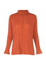 A product shot of the HAAT KYO CHIJIMI SEPTEMBER shirt in reddish brown (43).
