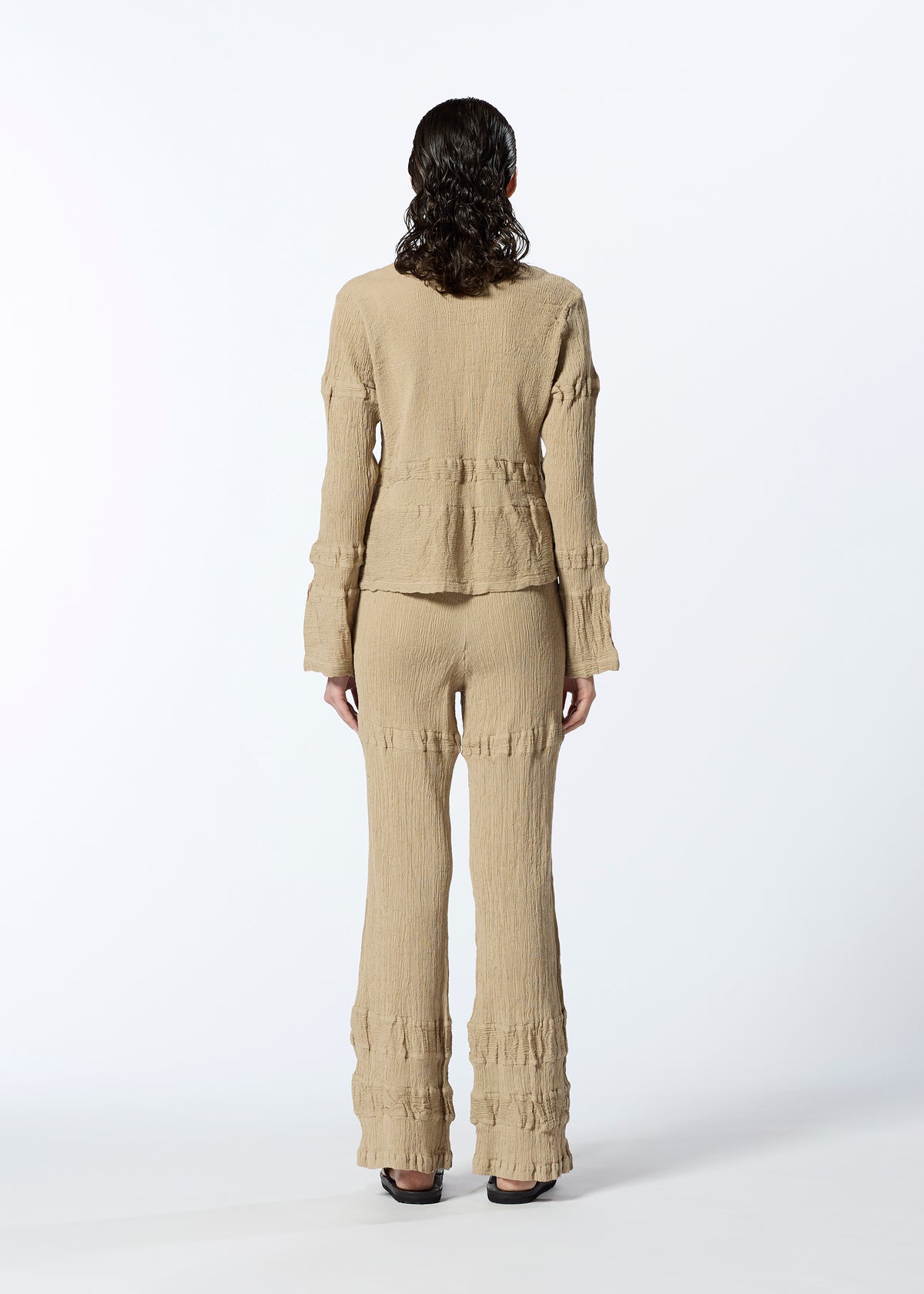 KYO CHIJIMI HORIZONTAL STRIPE Cardigan Khaki