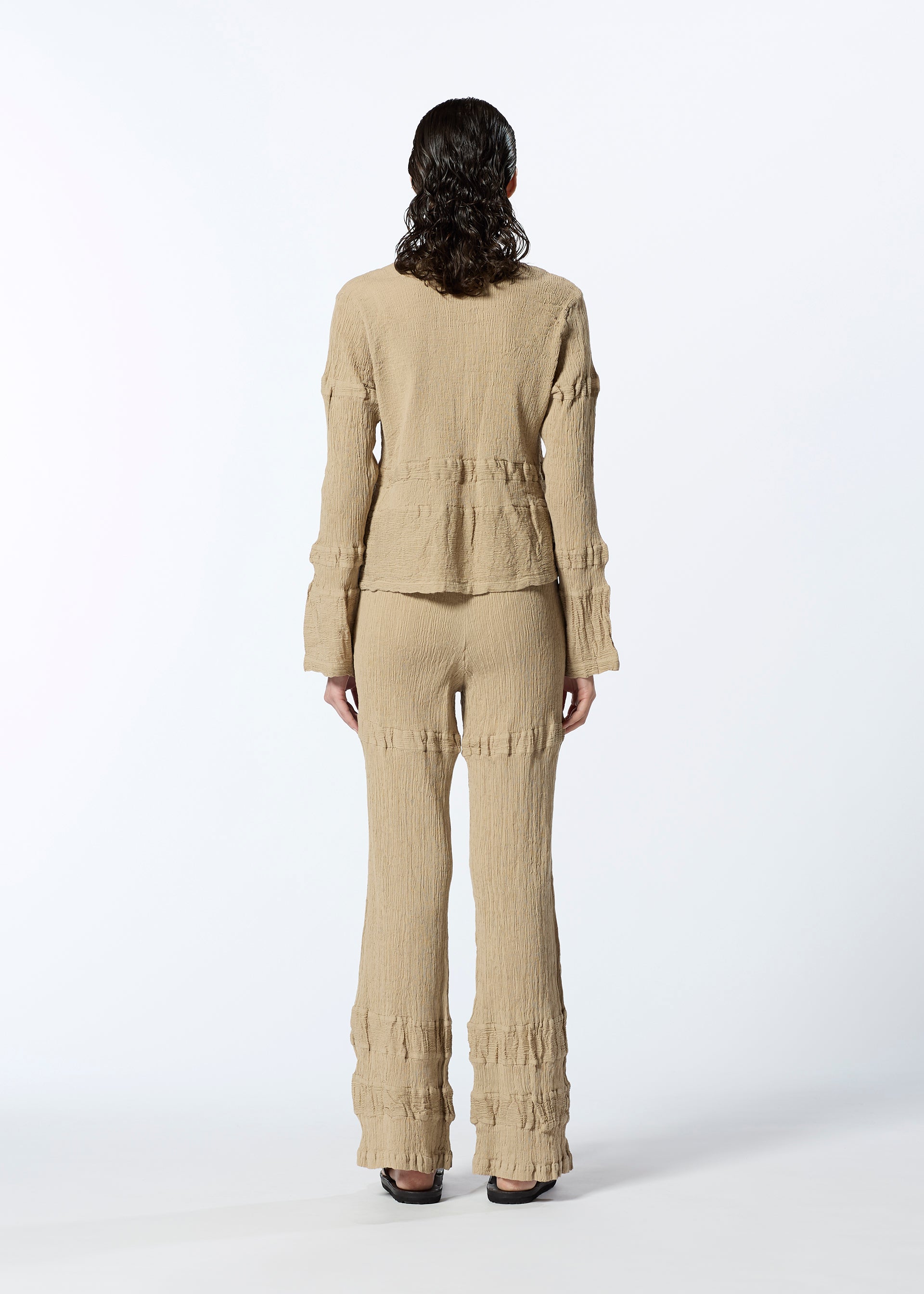 KYO CHIJIMI HORIZONTAL STRIPE Cardigan Khaki