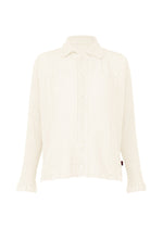 A product shot of the HAAT KYO CHIJIMI 2WAY cardigan in white.