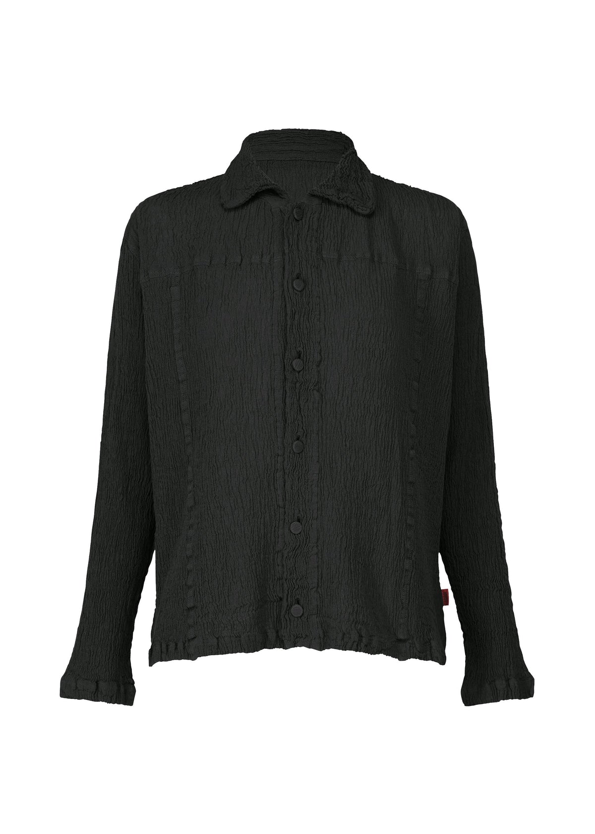 A product shot of the HAAT KYO CHIJIMI 2WAY cardigan in black.