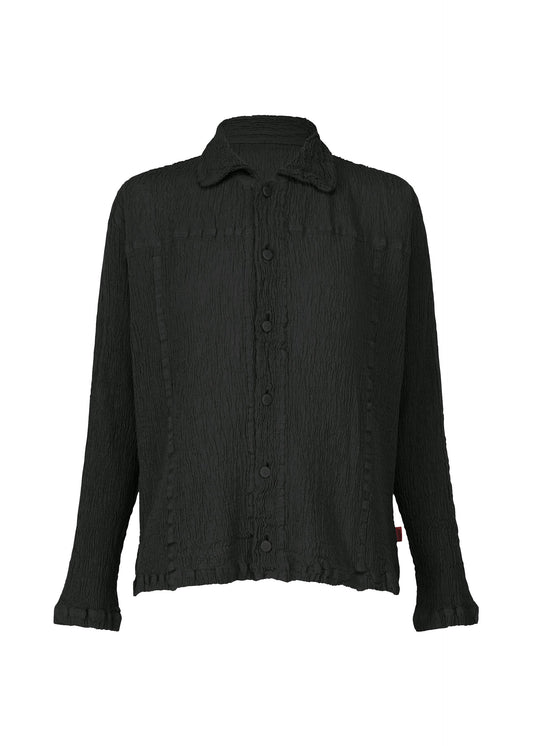 A product shot of the HAAT KYO CHIJIMI 2WAY cardigan in black.