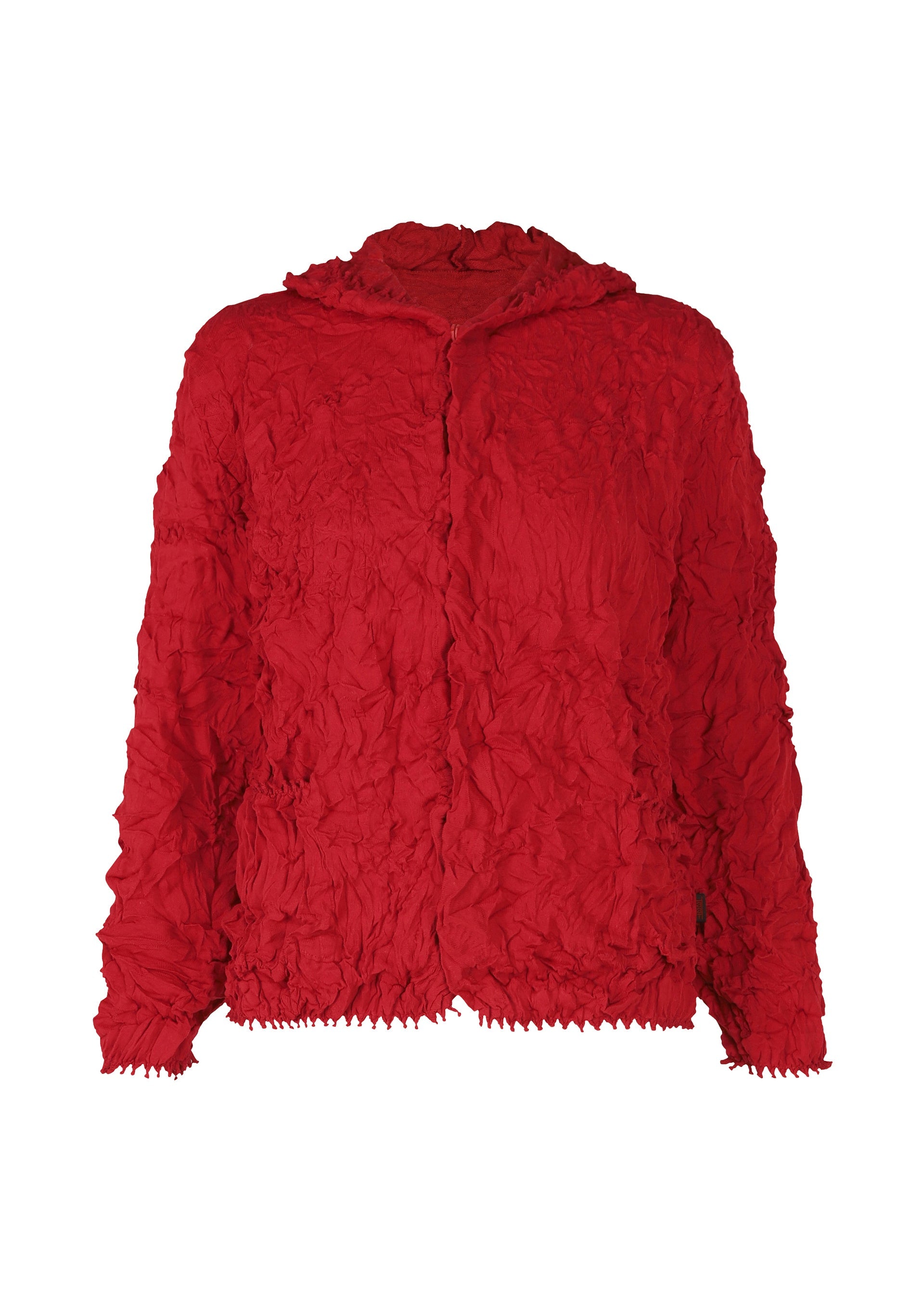 A product shot of the HAAT KUMO SHIBORI KNIT clothing in red (24).