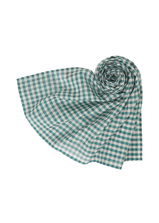 A product shot of the HAAT 2 SIDE PINTUCKING stole in blue (72).